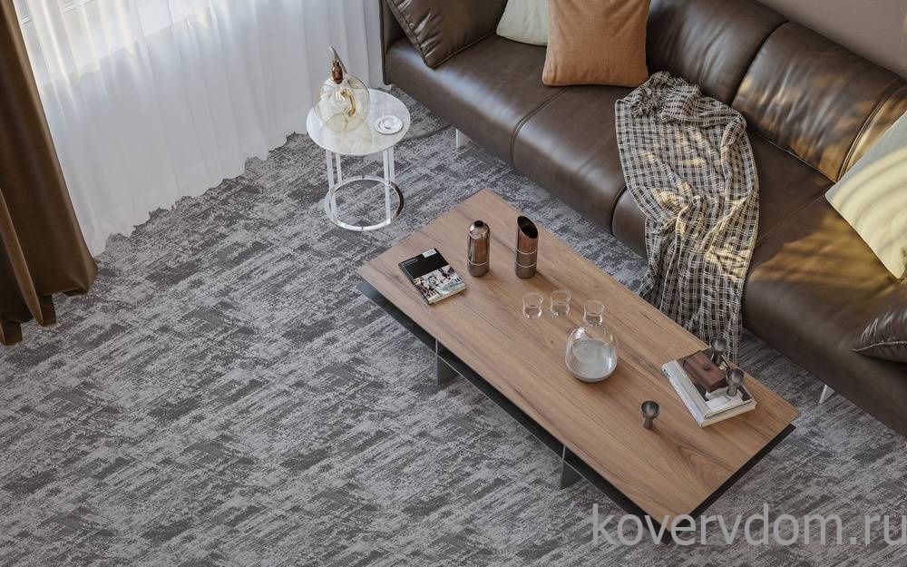 Ковровая Дорожка Рулоны обработанные Принт СИЛЬВА Серый